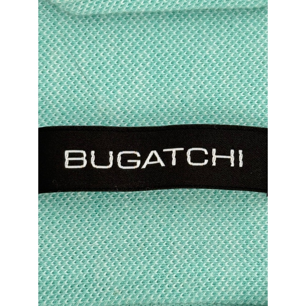 Bugatchi Mens Mint Green Pique Knit Short Sleeve Button Down Floral Trim Sz L - Picture 7 of 10